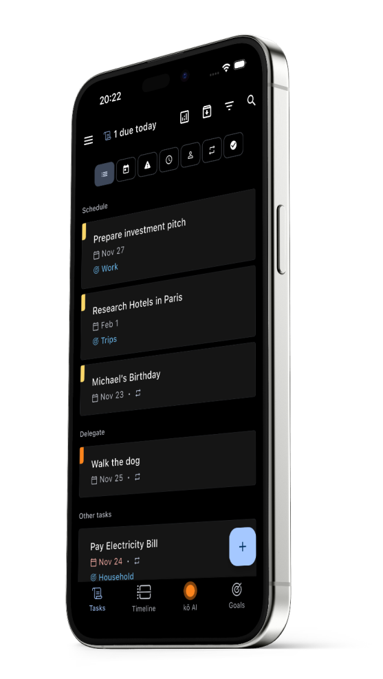 Korq task management app interface